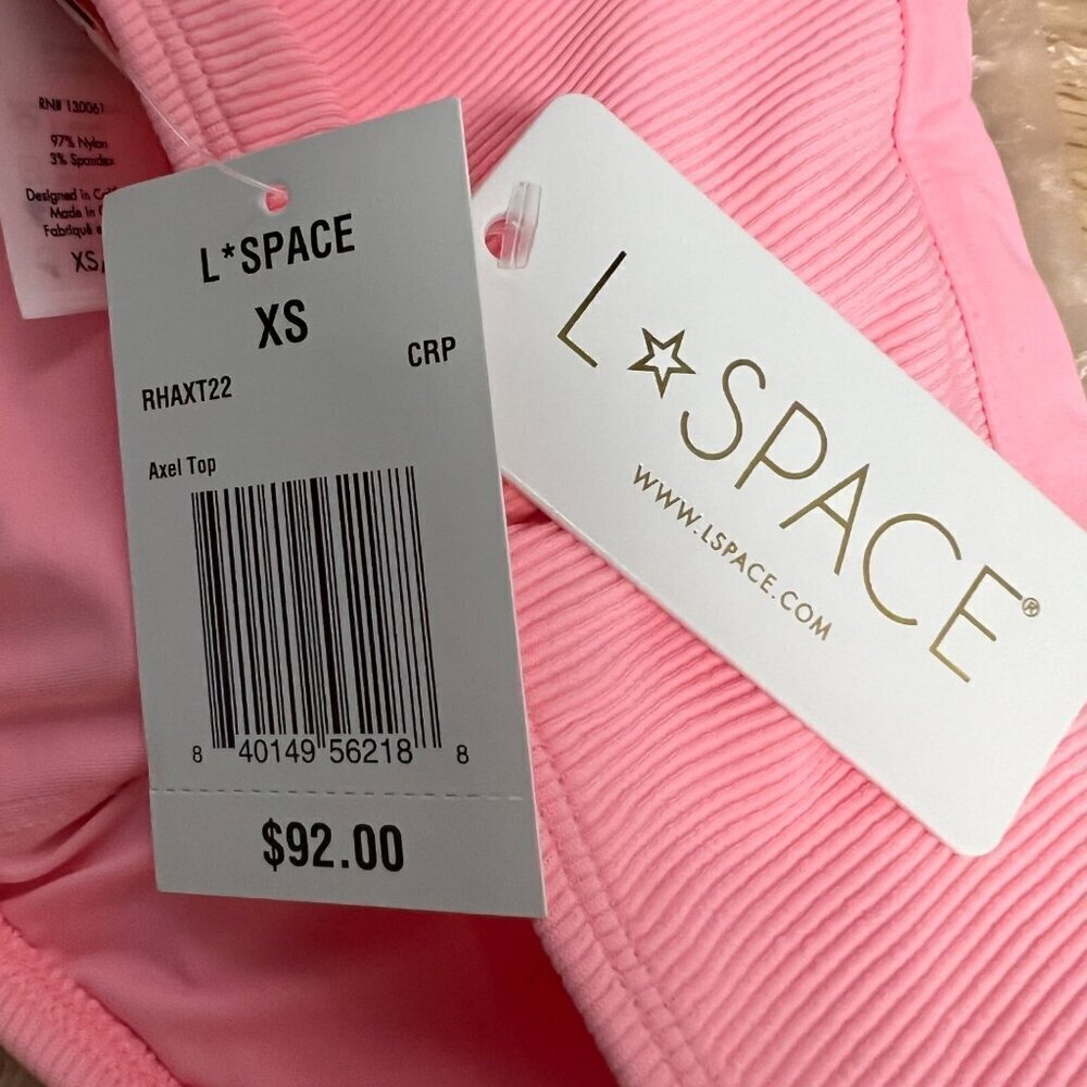 L*Space Womens Axel Single Strap Padded Pullover Bikini Top Pink Ribbed XS New - Picture 7 of 8